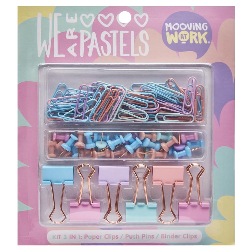 KIT OFFICE MOOVING PASTEL (BINDER/CHINCHE/CLIPS) (2102060701)