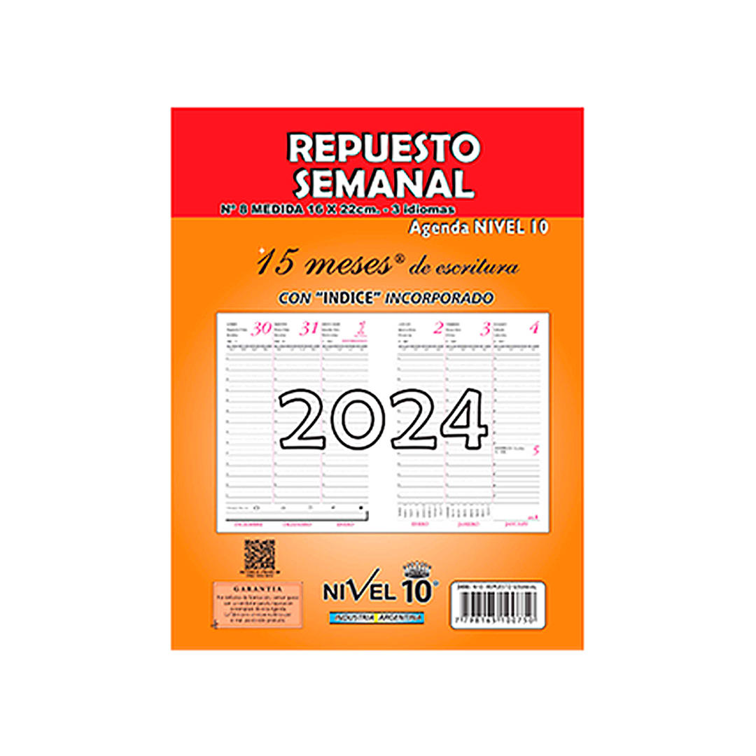 REPUESTO DE AGENDA NIVEL 10  NRO.8 (3498)