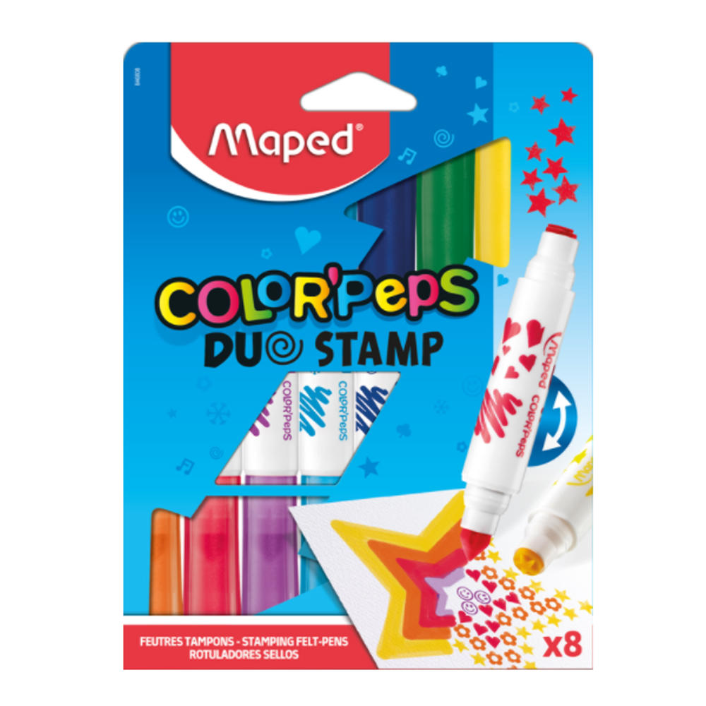 MARCADOR MAPED COLOR PEPS DUOSTAMP C/SELLOS X 8 COLORES (846808)