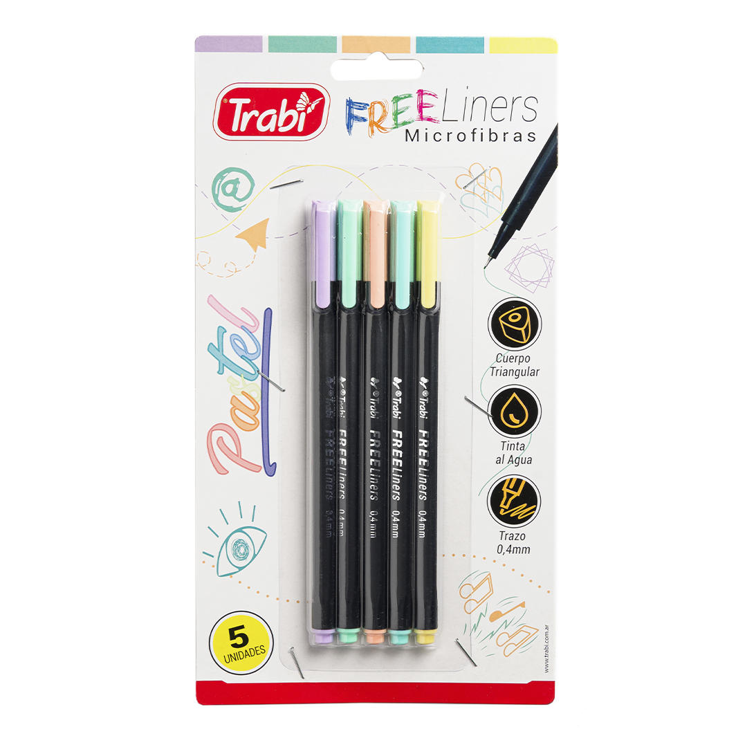 MICROFIBRA TRABI FREE LINERS PASTEL BLISTER X 5 COLORES