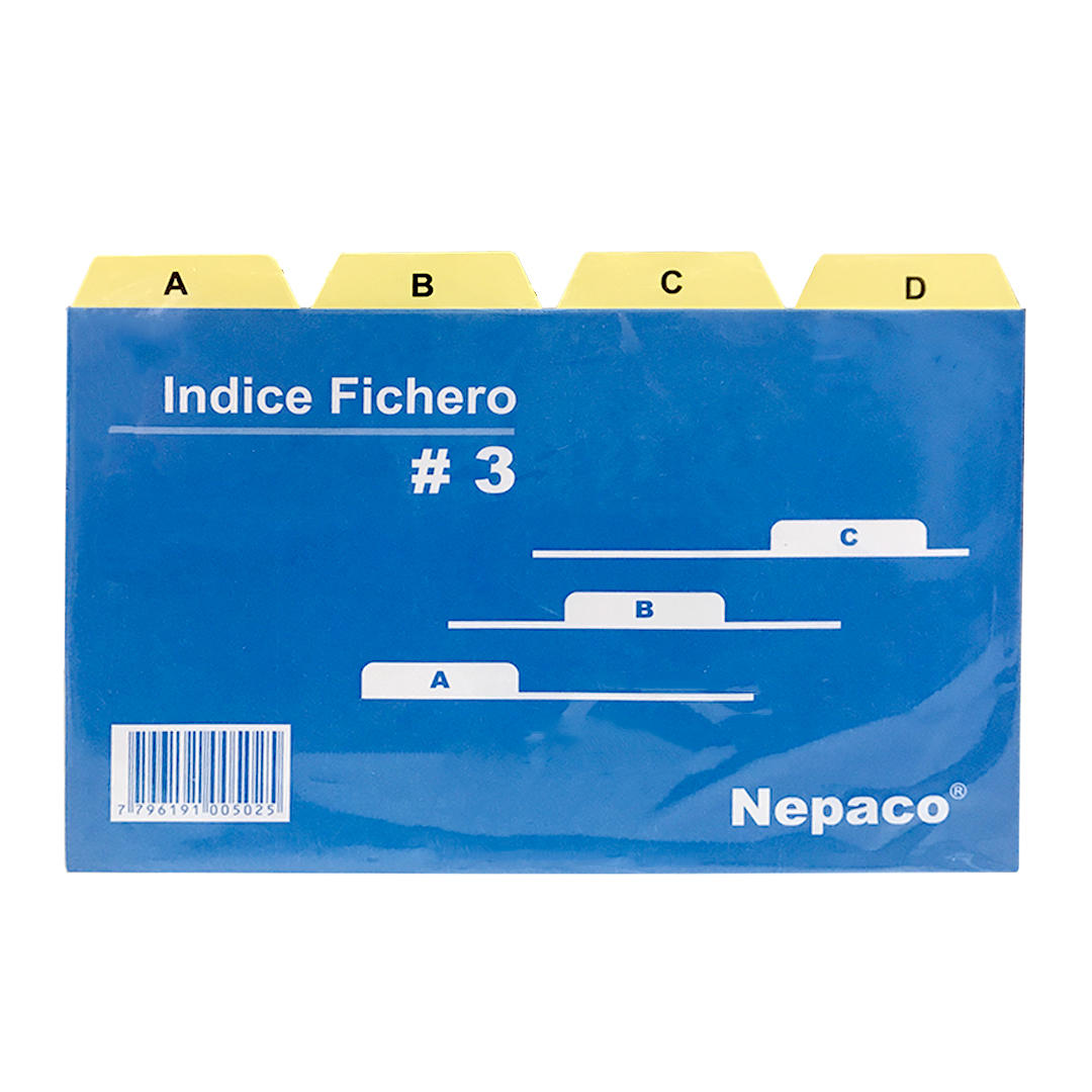 INDICE  P/FICHERO  NEPACO  DE CARTULINA NRO. 3