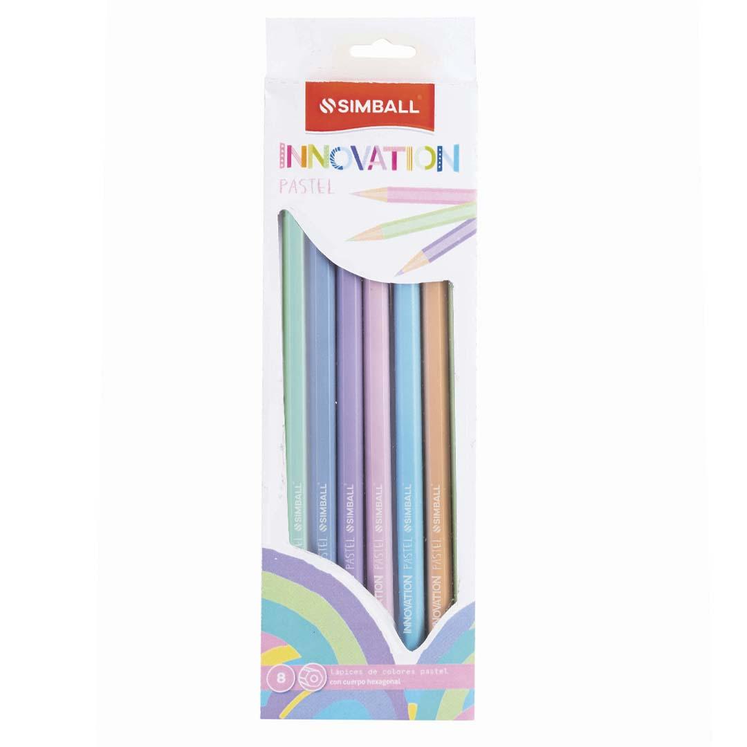 LAPICES DE COLORES SIMBALL INNOVATION PASTEL X 8 LARGOS