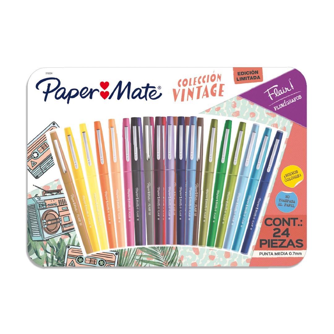 MARCADOR PAPER MATE FLAIR VINTAGE FINOS BLISTER X 24 COLORES (2152224)