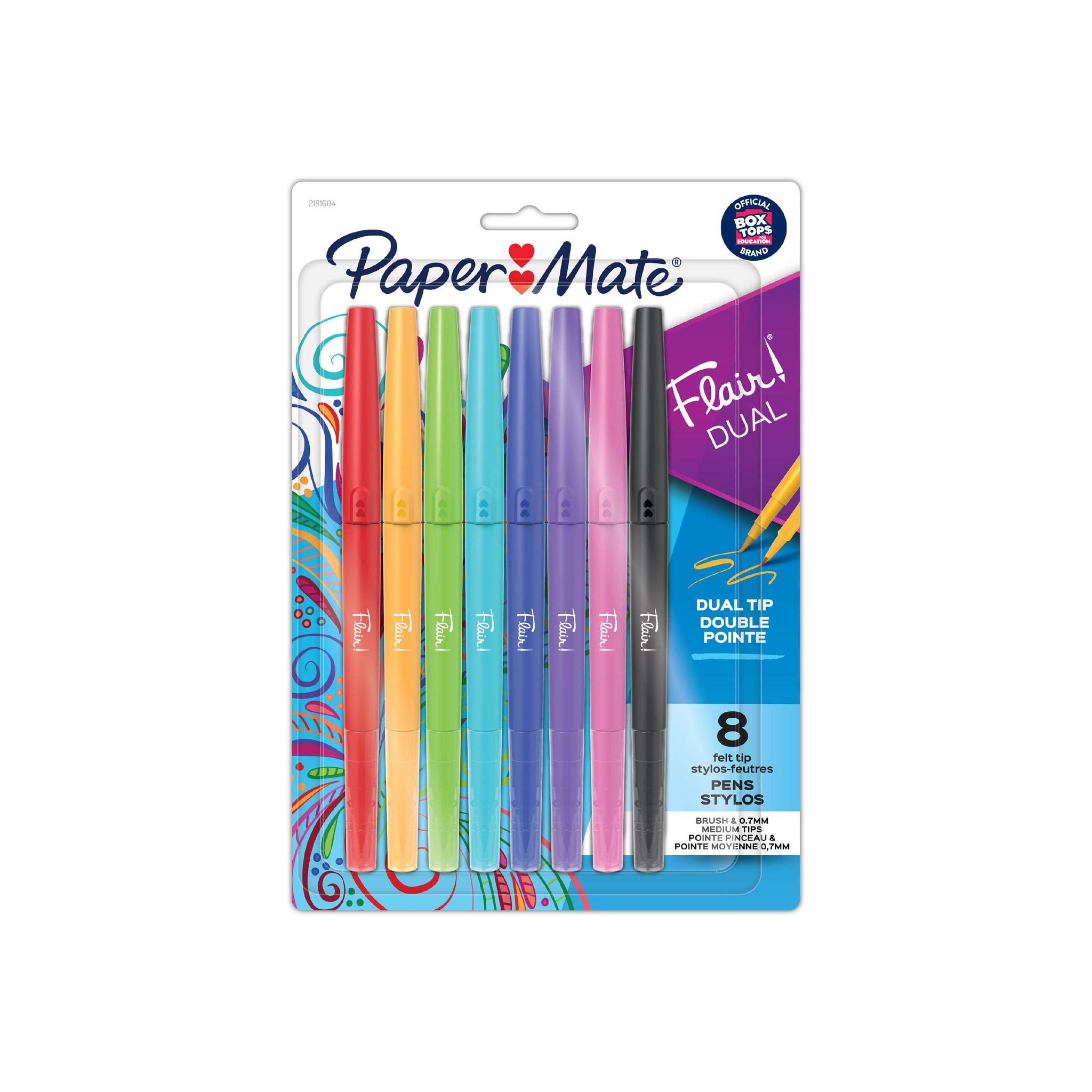 MARCADOR PAPER MATE FLAIR DUO FINO/BRUSH BLISTER X 8 COLORES SURT (2181387)