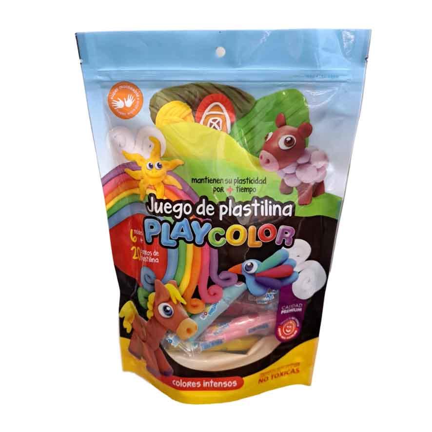 SET PLASTILINA PLAYCOLOR X 20 U. SURTIDA + 6 CORTANTES (850004)