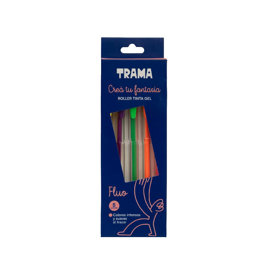 ROLLER BALL TRAMA GEL FLUO X 5 COLORES