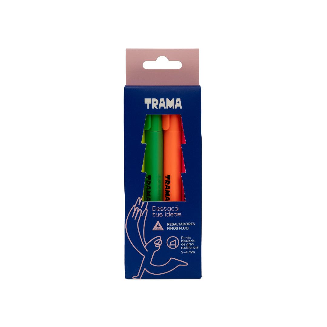 RESALTADOR TRAMA FINO FLUO BLISTER X 4 U.