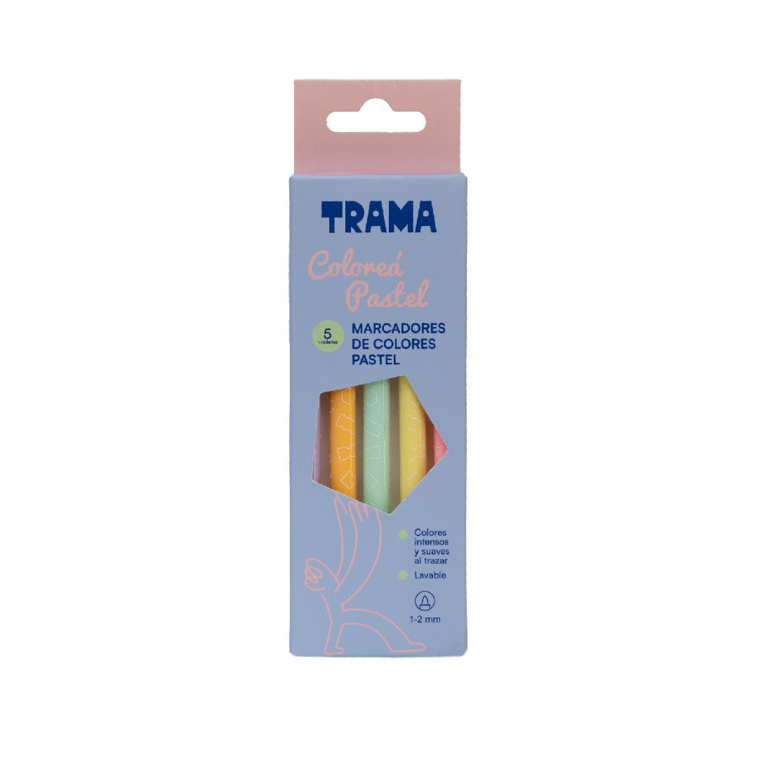 MARCADOR TRAMA PASTEL BLISTER X 5 COLORES