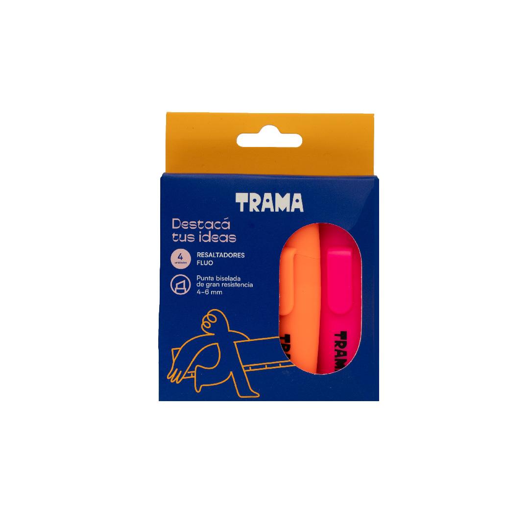 RESALTADOR TRAMA FLUO BLISTER X 4 U.