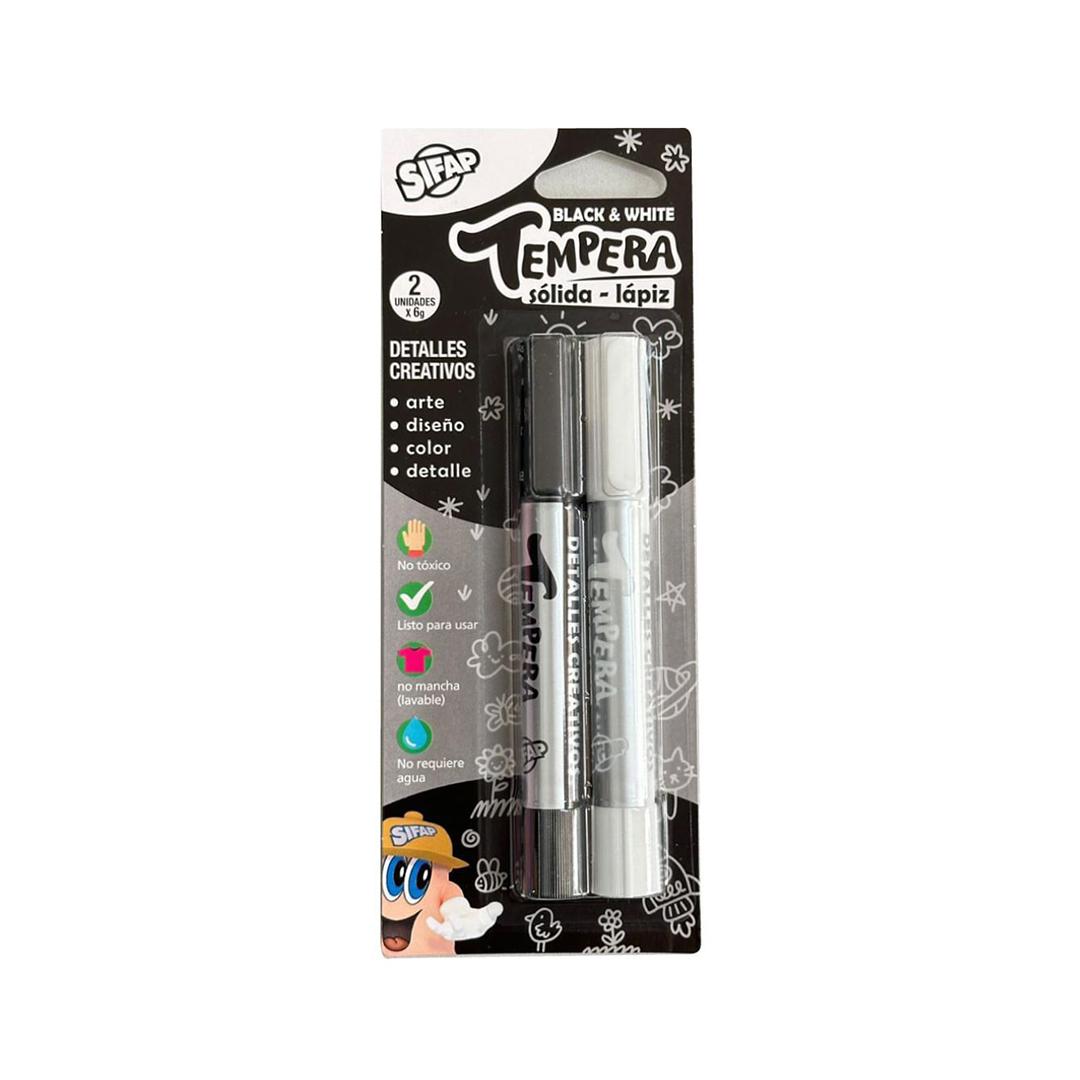 TEMPERA SOLIDA LAPIZ SIFAP X 2 COLORES (BLANCO Y NEGRO)