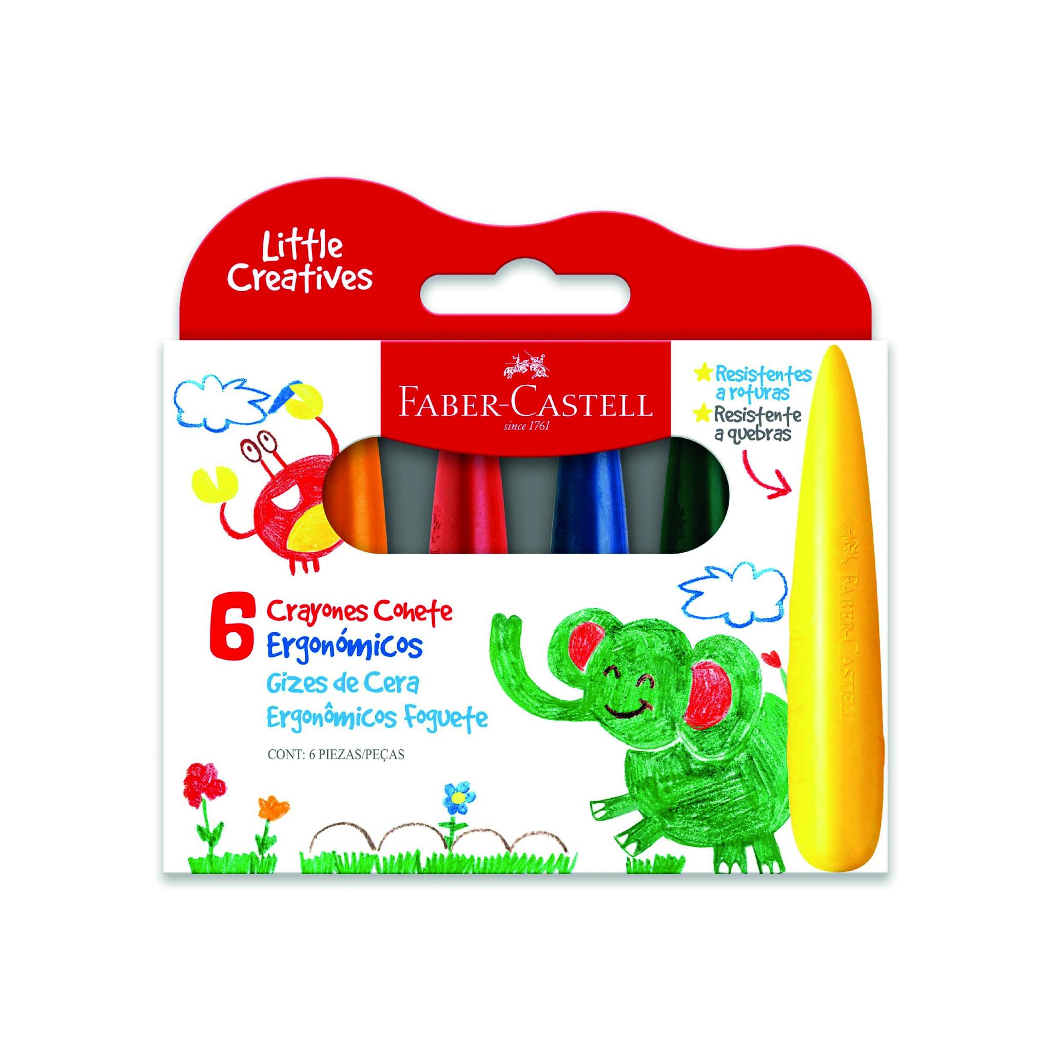 LAPICES DE CERA FABER CASTELL COHETE X 6 COLORES (121718)