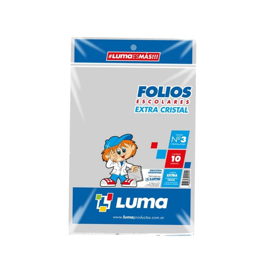 FOLIO LUMA ESCOLAR POLIPROPILENO X 10 UNID.