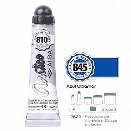 ACRILICO ALBA 845 AZUL ULTRAMAR (6 POMOS X 18 ML)