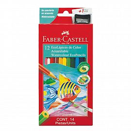 LAPICES DE COLORES FABER CASTELL X 12 LARGOS ACUARELABLES (310312)