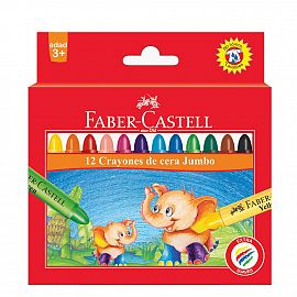 LAPICES DE CERA FABER CASTELL X 12 COLORES JUMBO