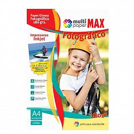 PAPEL MAX GLOSSY A4 DE 180 GRS.X 20 HJS.(891804)