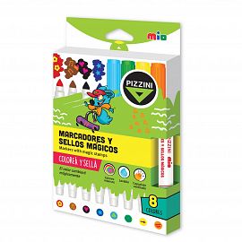 MARCADOR PIZZINI CON SELLOS MAGICOS X 8 (8100SM)