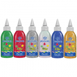 ADHESIVO CON GLITTER PLASTICOLA X 31 GRS. V/COLORES