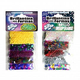 BRILLANTINAS SIFAP C/FORMAS X 5 BOLSAS (BRILLO/COLORES)