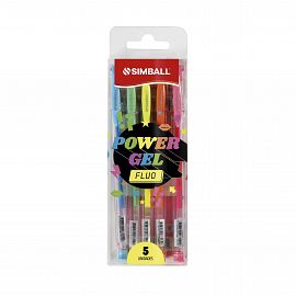 ROLLER BALL SIMBALL POWER GEL FLUO X  5 UNIDADES