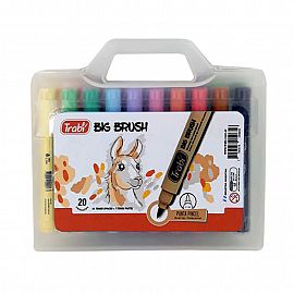 MARCADOR TRABI BIG BRUSH PUNTA PINCEL VALIJA X 20 COLORES