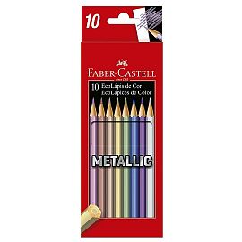 LAPICES DE COLORES FABER CASTELL X 10 LARGOS METALIZADOS