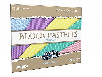 BLOCK CARTULINA MURESCO 32,5 X 25 CM X 20 HJS. PASTELES FANTASIA (7602-9)