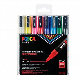 MARCADOR UNI POSCA PC-3M ESTUCHE X 8 COLORES BASICOS