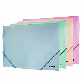 CARPETA AVIOS IMPO 3 SOLAPAS PP C/ELASTICO A4 PASTEL V/COLORES