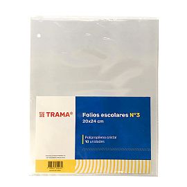 FOLIO TRAMA ESCOLAR POLIPROPILENO X 10 UNID ( 50 MIC )