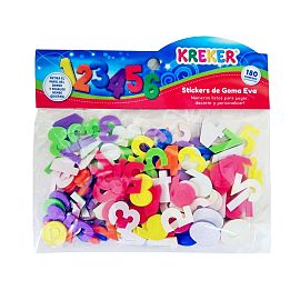 NUMEROS DE GOMA EVA ADHESIVOS KREKER EN BOLSA X 180 UNIDADES (1352)