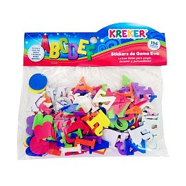 ABECEDARIO DE GOMA EVA ADHESIVO KREKER EN BOLSA X 156 UNIDADES (1358)