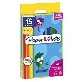 LAPICES DE COLORES PAPER MATE X 12 COLORES + 3 NEON (2132305)