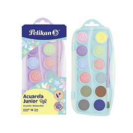 ACUARELA PELIKAN PASTEL ESTUCHE  X 12 PASTILLAS + PINCEL