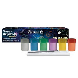 TEMPERA PELIKAN METALICA POTE X 20 ML X 6 U. + PINCEL + MEZCLADOR