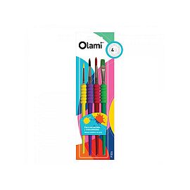 SET DE PINCELES OLAMI C/GRIP  X 4 U. SURTIDOS (CERDA SINTETICA)