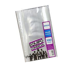 FOLIO LUMA OFICIO POLIPROPILENO CRISTAL X 100 UNID.