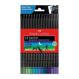 LAPICES DE COLORES FABER CASTELL X 15 SUPER SOFT TONOS FRIOS (210718)