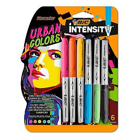 MARCADOR BIC PERMANENTES INTENSITY URBAN COLORS BLISTER X 6 COLORES