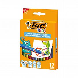 LAPICES DE COLORES BIC KIDS TRIANGULARES JUMBO X 12 COLORES