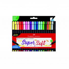 MARCADOR FABER CASTELL SUPER SOFT PTA. PINCEL X 20 COLORES (556020)