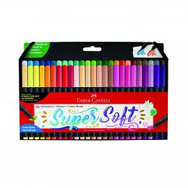 MARCADOR FABER CASTELL SUPER SOFT PTA. PINCEL X 50 COLORES (556050)