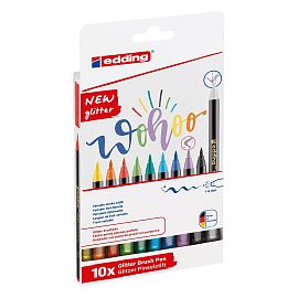 MARCADOR EDDING E1340 PUNTA PINCEL COLORES GLITTER BLISTER X 10 SURTIDOS