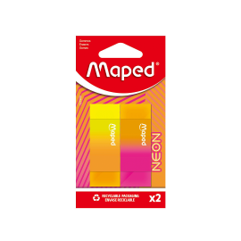 GOMA DE BORRAR MAPED NEON BLISTER X 2 UNDS. (121900)