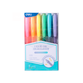 RESALTADOR DELI LIQUIDO BLISTER X 6 COLORES FLUO (U300)
