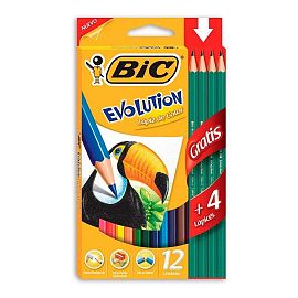 LAPICES DE COLORES BIC EVOLUTION X 12 LARGOS + 4 GRAFITOS (936403)